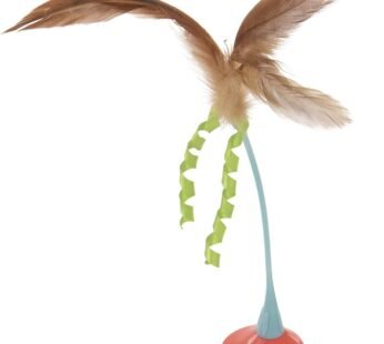 Tippy Teaser Self Righting Rocking Feather Cat Toy – Blue/Orange, One Size