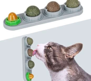 Catnip Ball for Cats Wall, 4 Pack, Silvervine Balls, Edible Toys, Lick Safe Healthy Kitten Chew & Teeth Cleaning Dental Toys, Wall Treats (Grey)