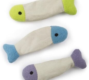 (3 Count) Fish Flop Crinkle Catnip Cat Toys – Multi Color, 3 Count