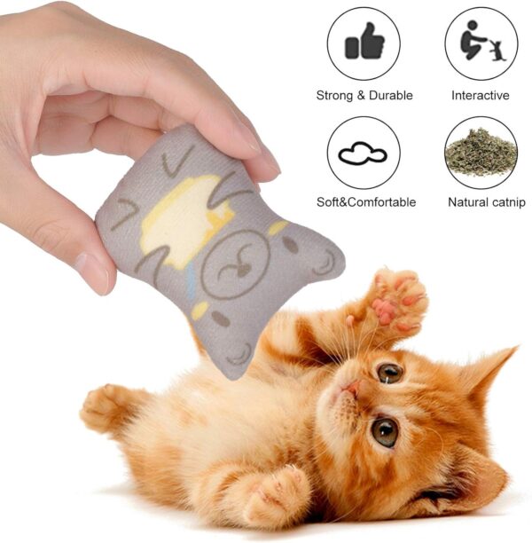 Catnip Toys for Indoor Cats - 5PCS Plush Cat Chew Toys Teething Interactive Catnip Filled Kitten Toy Soft Pet Toy (Animal Shapes) - Image 7