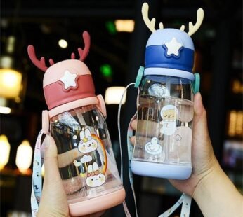 Kids Water Sippy Cup Antler Creative Cartoon Baby Feeding Cups with Straws Leakproof Water Bottles Outdoor Childrens Cup