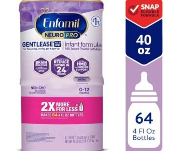 Enfamil NeuroPro Gentlease Baby Formula, Brain and Immune Support with DHA, Clinically Proven to Reduce Fussiness, Crying, Gas and Spit-up in 24 Hours, Non-GMO, Twin Powder Tubs, 40 oz